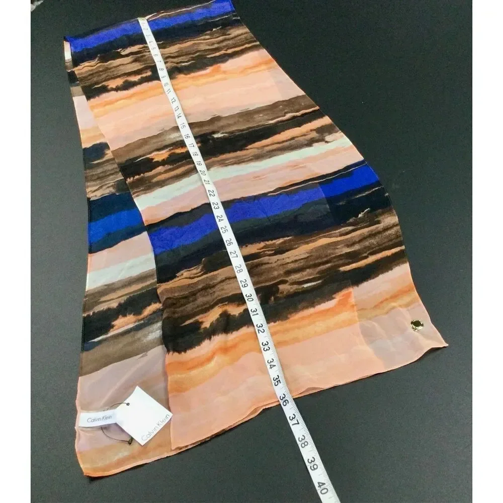 Calvin Klein Womens Blue Orange Blush Multi‎ Travel Scarf NWT